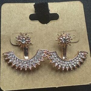 Ju merit Ear Jacket Stud Earrings Rhinestone Earrings in Rose Gold